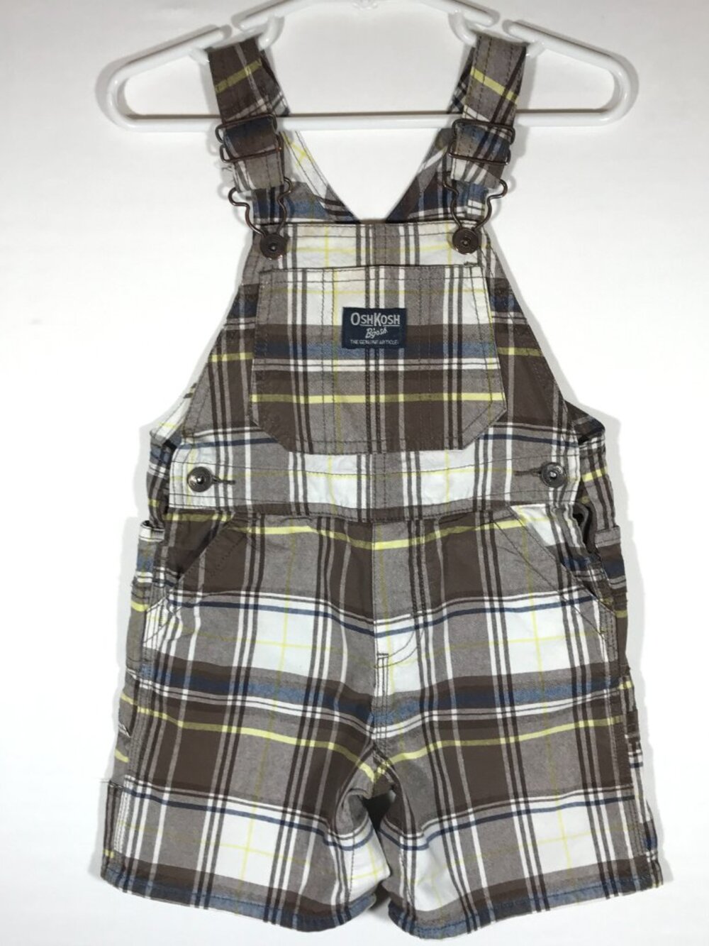 OshKosh B'gosh Vestback Baby's 24months Brown Plaid Bib Shorts